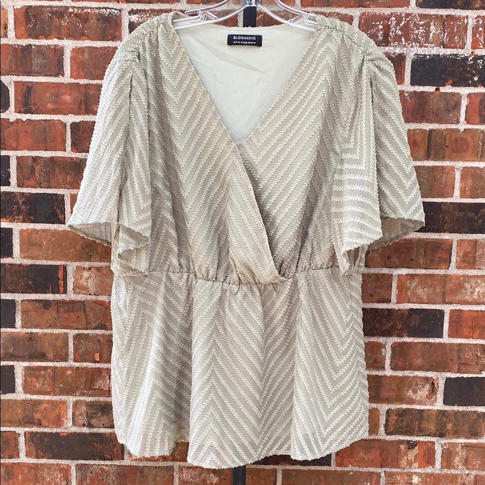 Bloomchic Sage Green Wrap Front Top